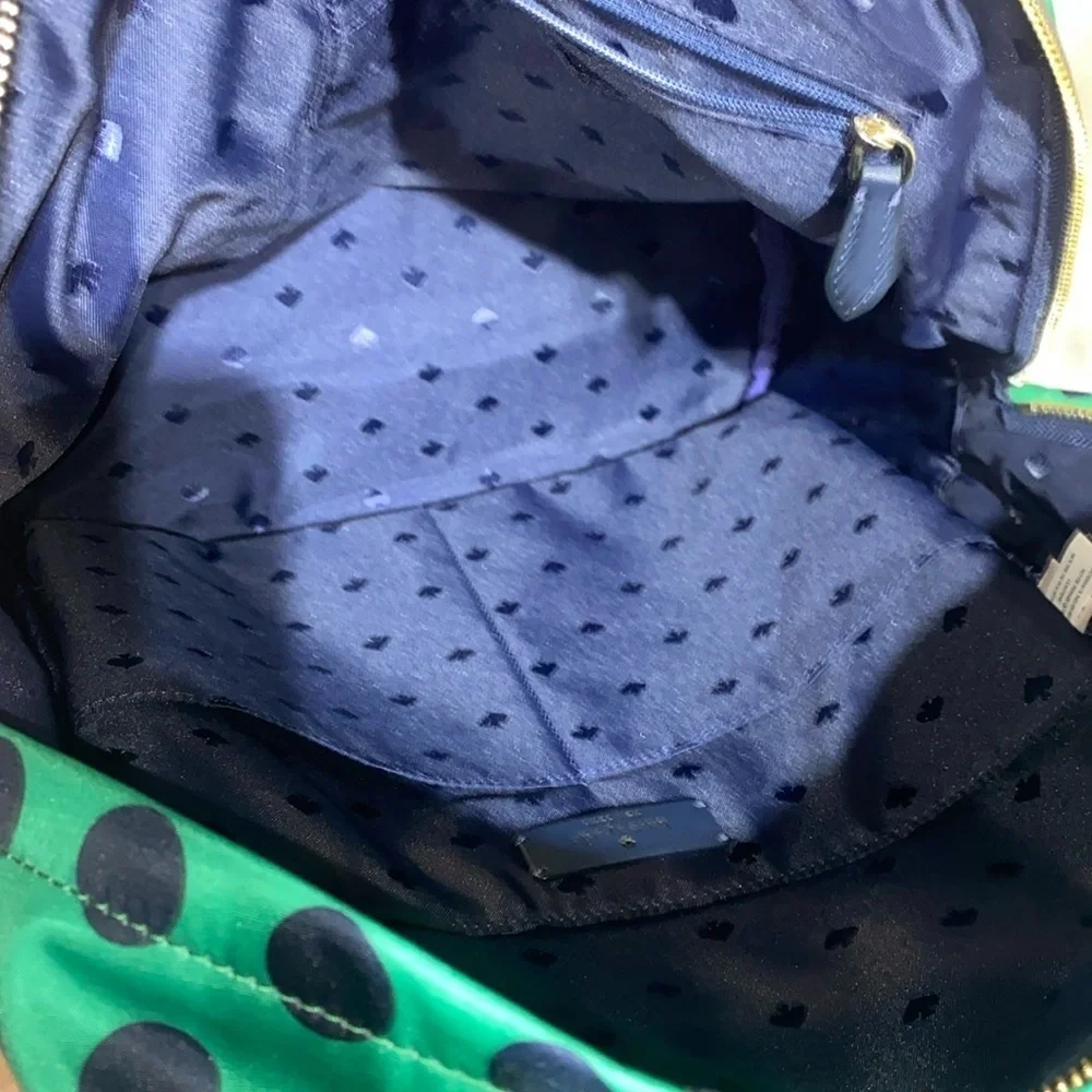 ♠️ Kate Spade Chelsea Teal and Navy Polka Dot Backpack